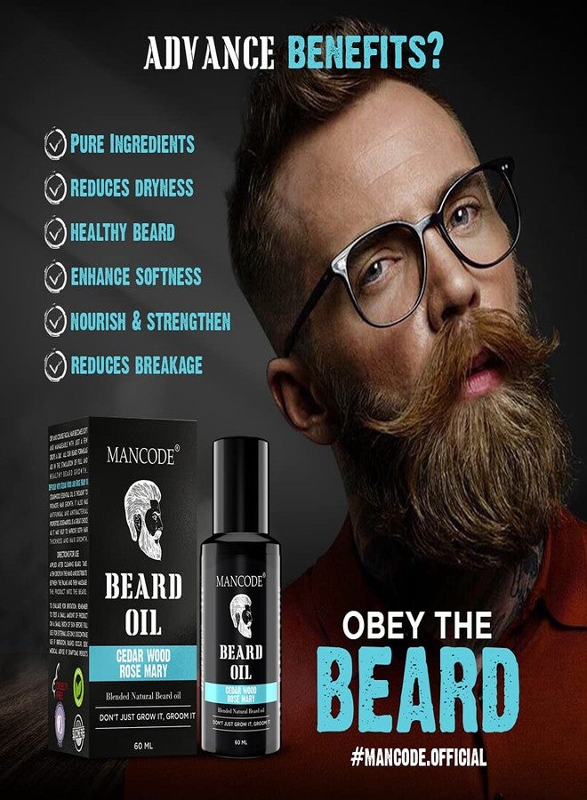 MAN CODE Mancode Beard Growth Oil for Men - 60ml More Beard Growth, With Cedarwood & Rose Mary Natural Oils including Vitamin E, Nourishment & Strengthening, No Harmful Chemicals - Image 3